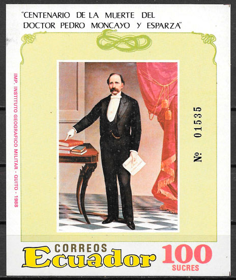 filatelia colección personalidad Ecuador 1988