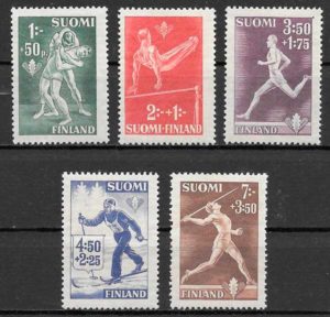 filatelia deporte Finlandia 1945