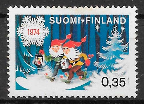 sellos navidad Finlandia 1974