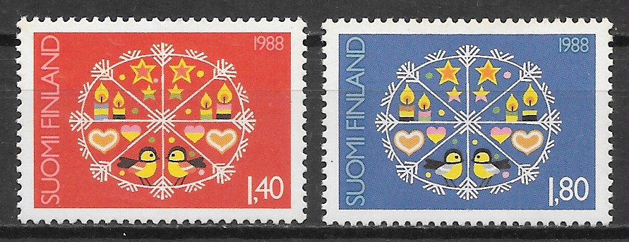 sellos navidad Finlandia 1988
