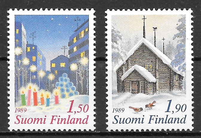 filatelia navidad Finlandia 1989