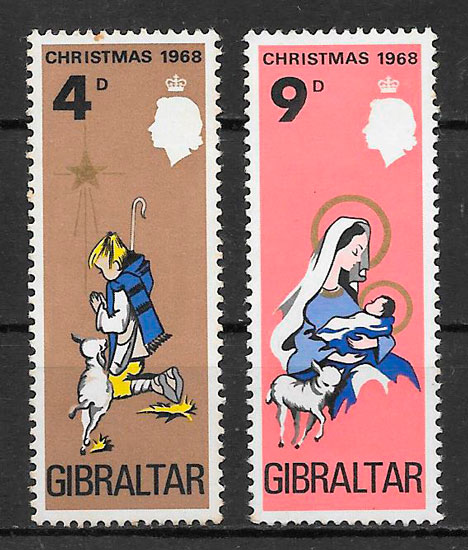 sellos navidad Gibraltar 1968