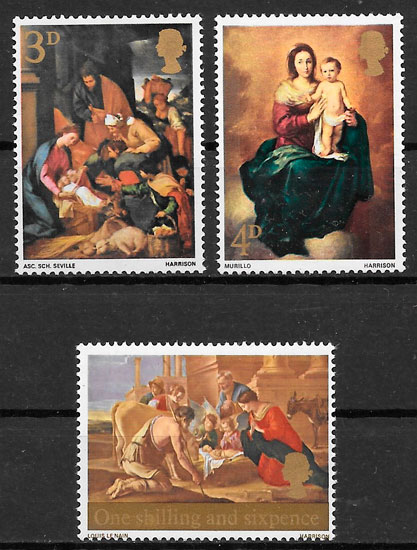 sellos navidad Gran Bretana 1966