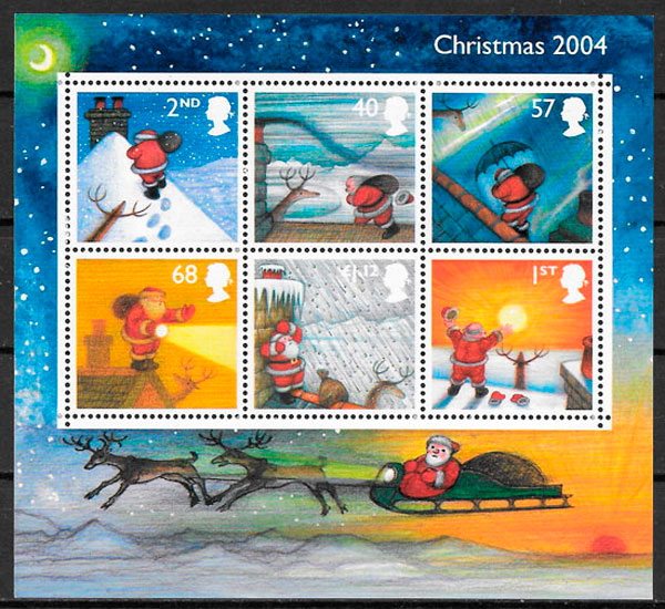 sellos coleccion navidad Gran Bretana 2004