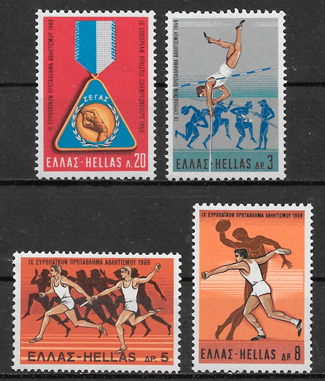 filatelia colección deporte Grecia 1969
