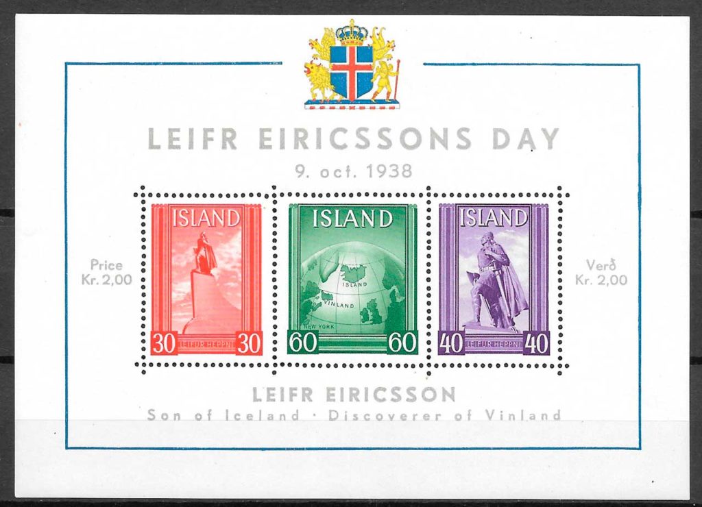 sellos personalidades Islandia 1938