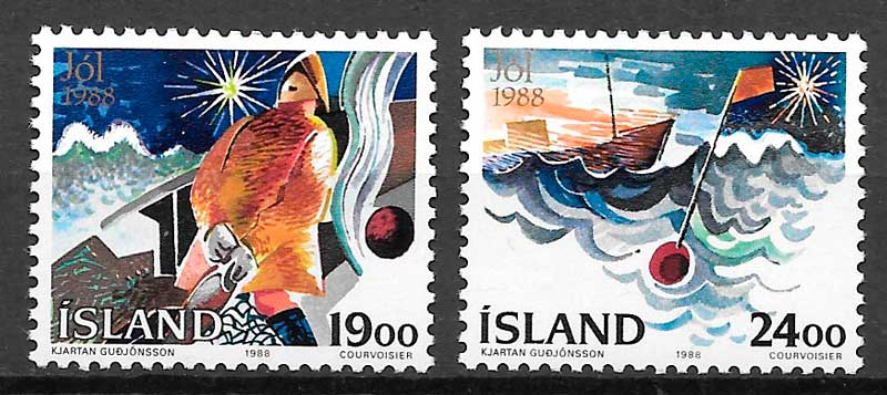 sellos navidad Islandia 1988