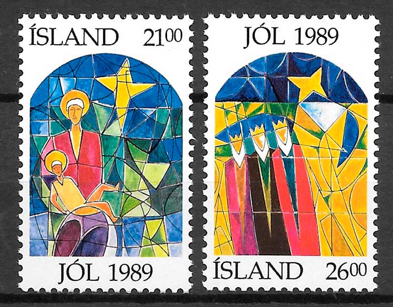 filatelia coleccion navidad Islandia 1989