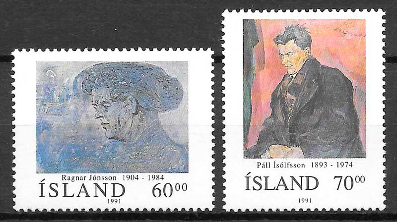 filatelia coleccion personalidades Islandia 1991