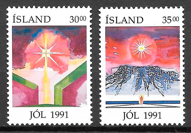 sellos Islandia 1991 navidad