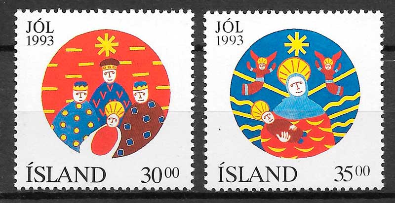 coleccion selos navidad Islandia 1993