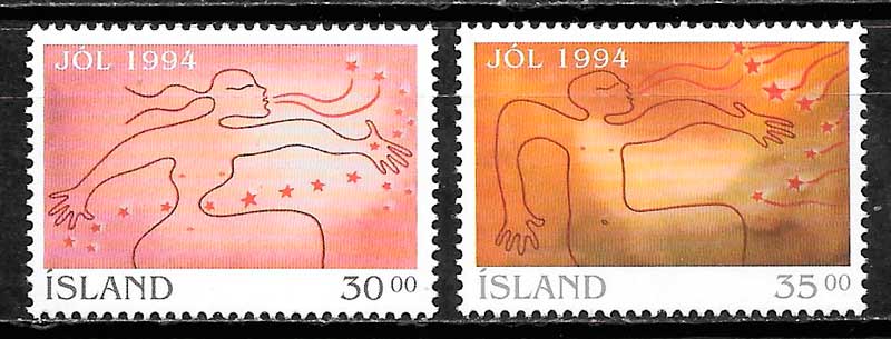 coleccion selos navidad Islandia 1994