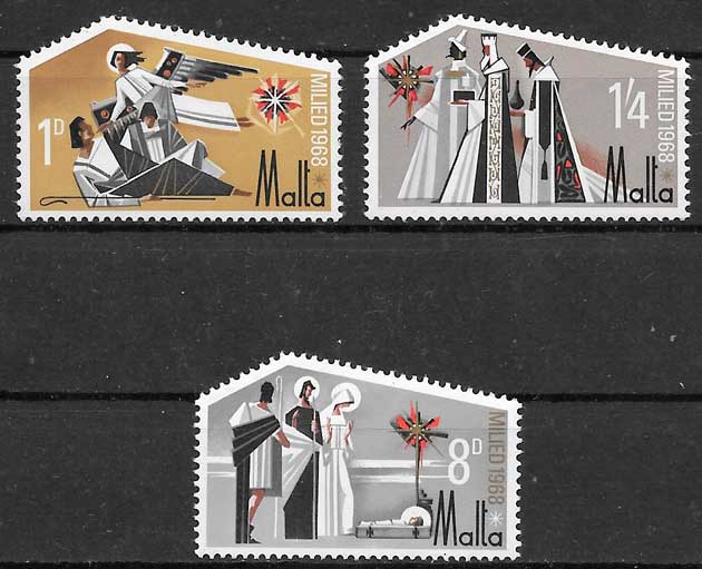 coleccion sellos nadal Malta 1968