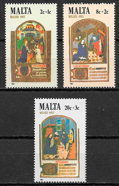 filatelia coleccion navidad Malta 1983