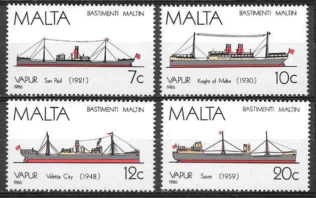 filatelia transporte Malta 1986