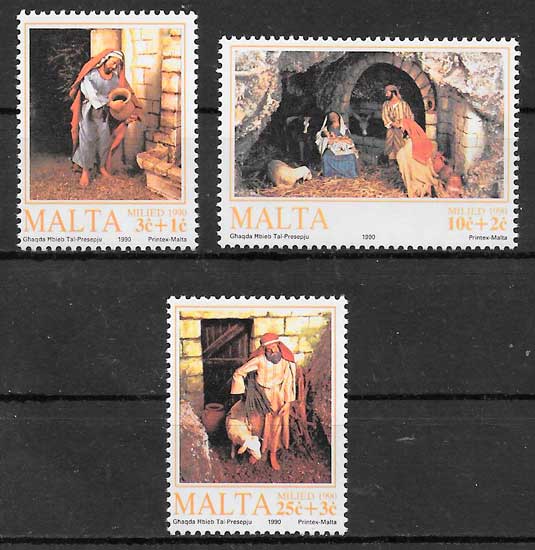 filatelia coleccion navidad Malta 1990
