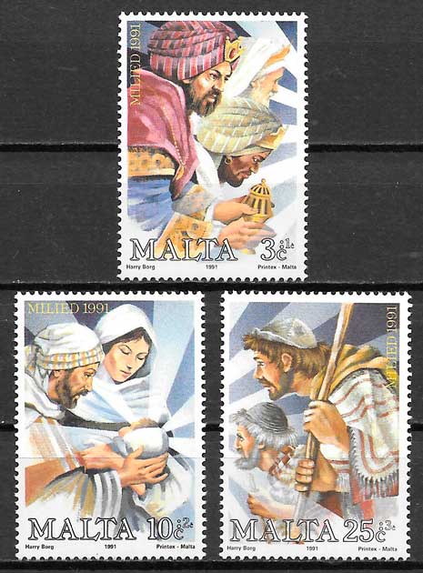 coleccion sellos navidad Malta 1991