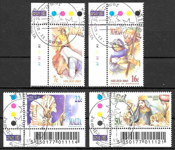coleccion sellos navidad Malta 2003