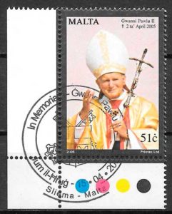 filatelia coleccion personalidad Malta 2005