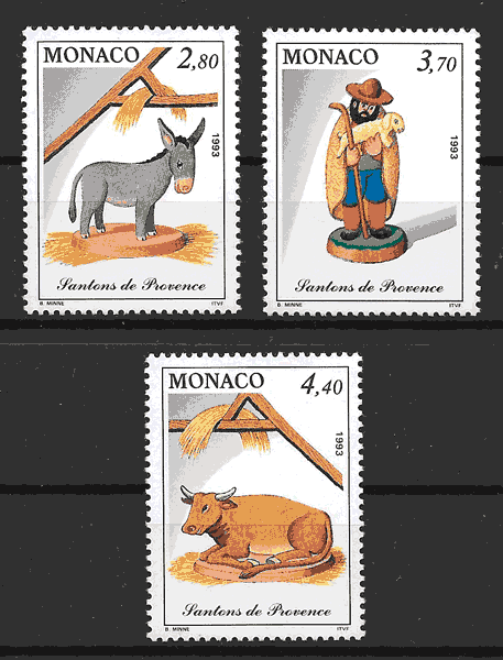 coleccion sellos Monaco navidad 1993