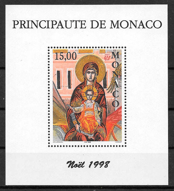 sellos Monaco navidad 1998