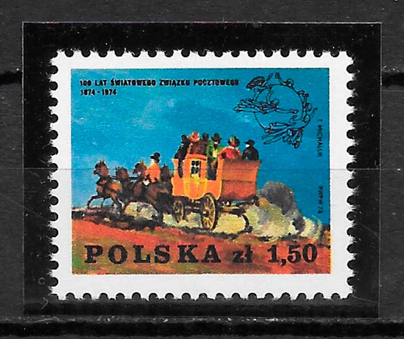 filatelia coleccion transporte Polonia 1974