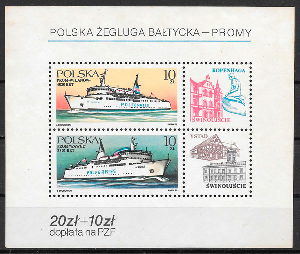 filatelia colección transporte Polonia 1986