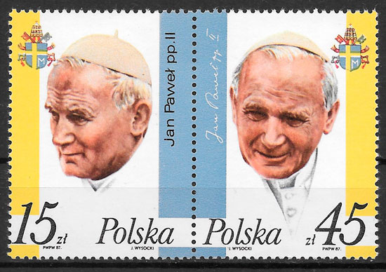 colección sellos personalidades Polonia 1987