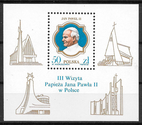 colección sellos personalidades Polonia 1987