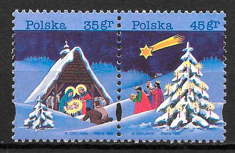 filatelia navidad Polonia 1995