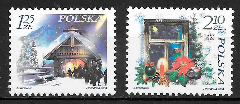 coleccion selos navidad Polonia 2004