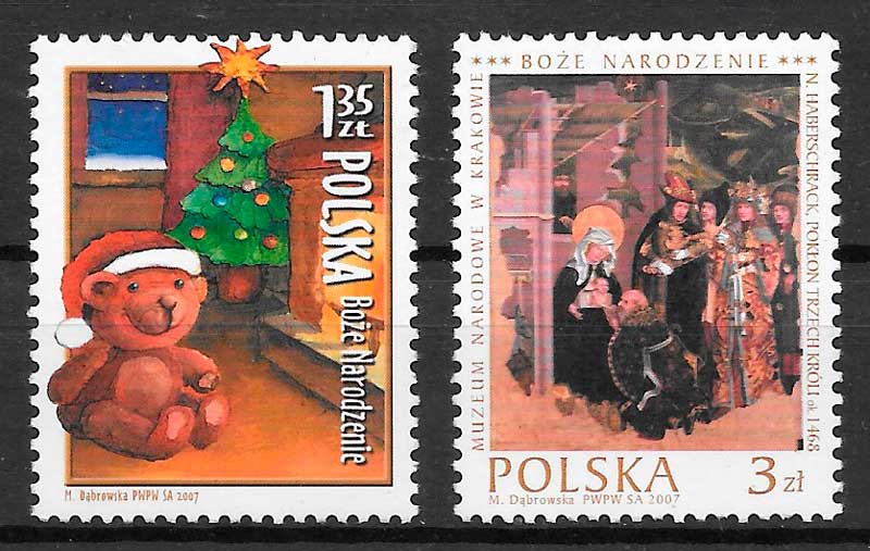 filatelia coleccion navidad Polonia 2007
