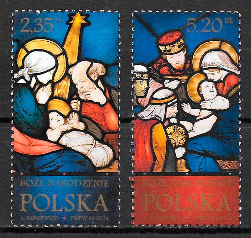 sellos navidad Polonia 2014