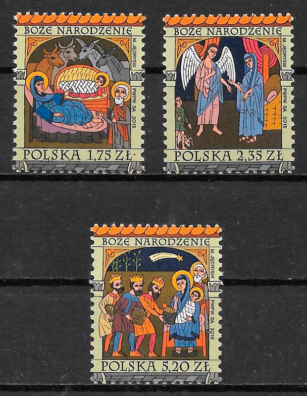 coleccion sellos navidad Polonia 2015