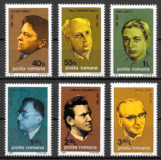 sellos personalidades Rumania 1981