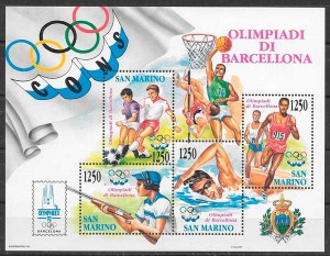 colección sellos deporte San Marino 1992