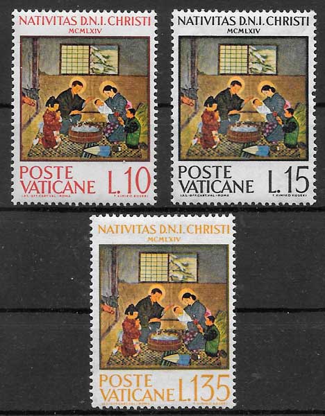 sellos navidad Vaticano 1964
