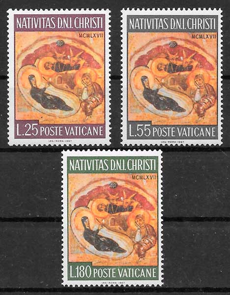 coleccion sellos navidad Vaticano 1967
