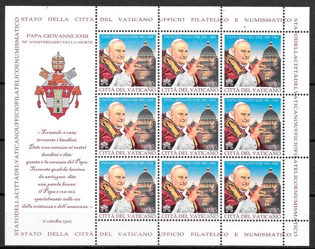 coleccion sellos persoanlidad Vaticano 2013