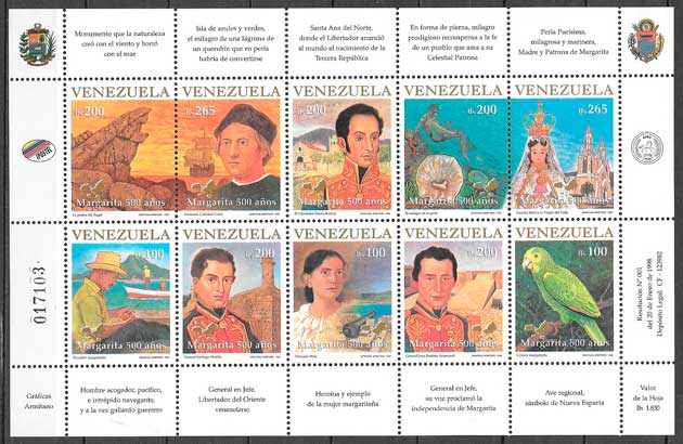 sellos filatelia personalidades Venezuela 1998