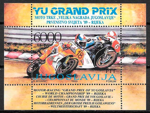 sellos deporte Yugoslavia 1989