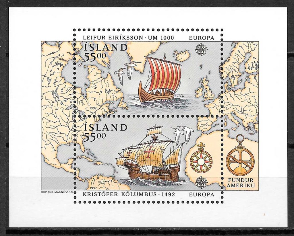 sellos Europa Islandia 1992