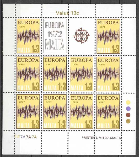 colección sellos Tema Europa Malta 1974