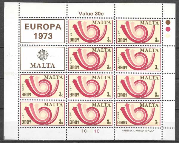 colección sellos Tema Europa 1973 Malta