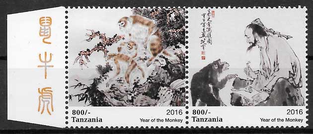coleccion sellos ano lunar Tanzania 2016