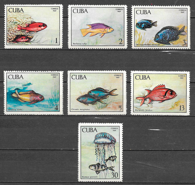 sellos fauna Cuba 1969
