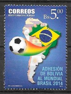 sellos colección futbol Bolivia 2014
