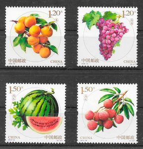 colección sellos frutas y verduras China 2016