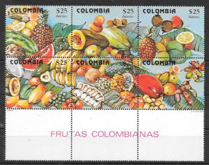 filatelia colección frutas Colombia 1981