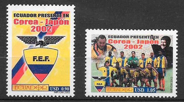 filatelia fútbol Ecuador 2002